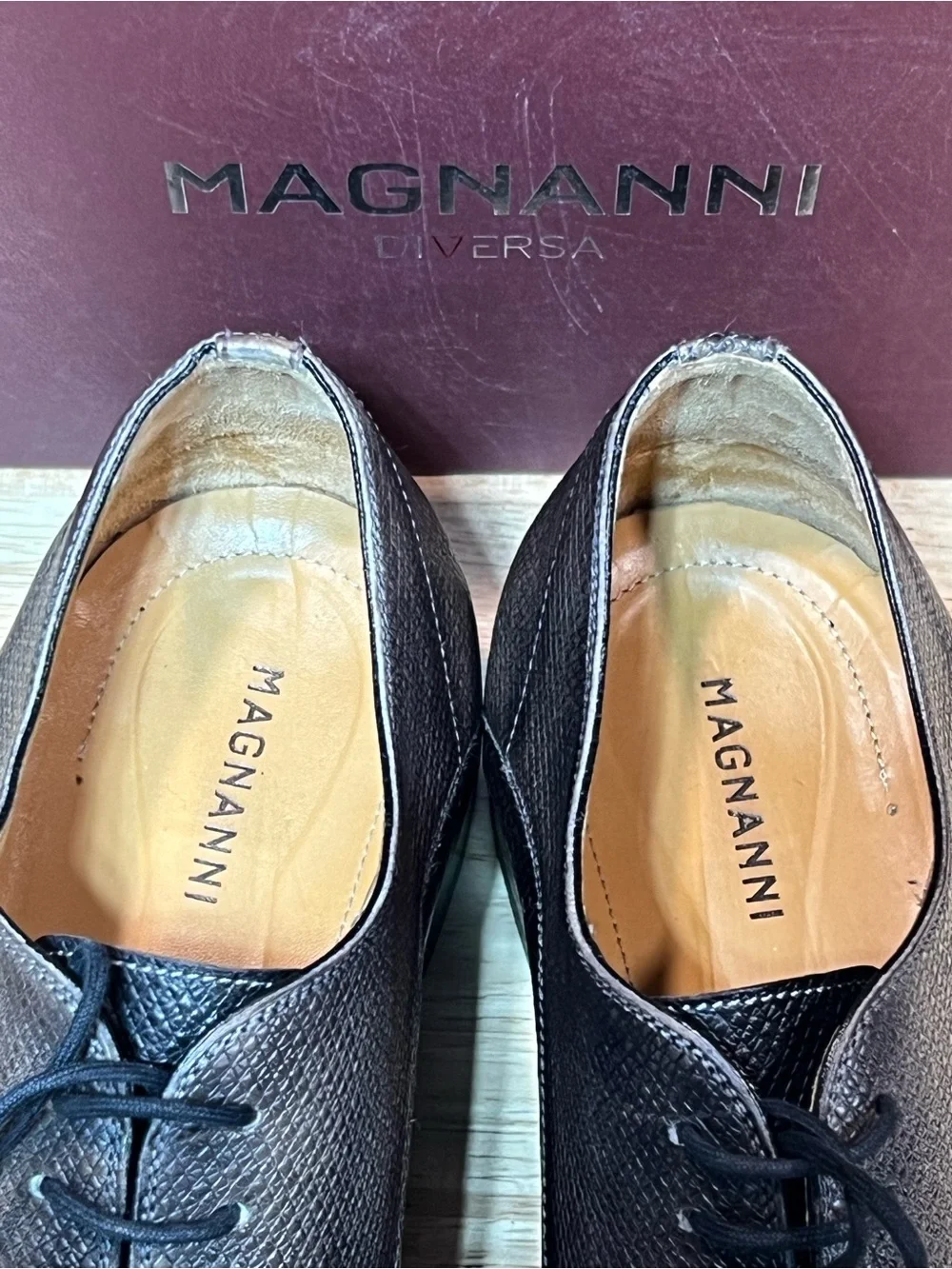 Magnanni Men’s Smoke Gray Medallion Oxfords US Sz 7.5M Made In Spain 🇪🇸